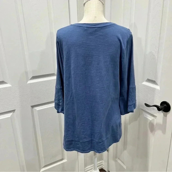 Erin London Blue Ruffle and button detailing popover long sleeve shirt - Picture 3 of 9